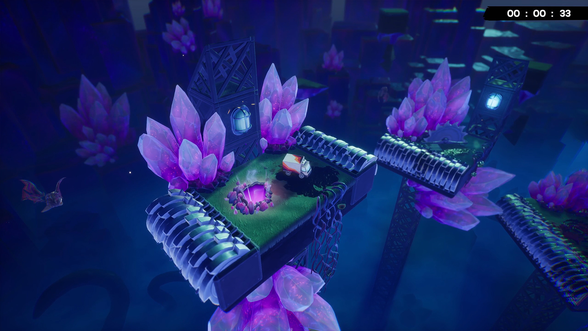 即使更换游玩角色也能看到同样的演出。来自 Headup 另一部作品《Bridge Constructor》的卡车也能操作,行驶后留下的不知为何不是轮胎痕,而是黑色的燃料痕迹 image