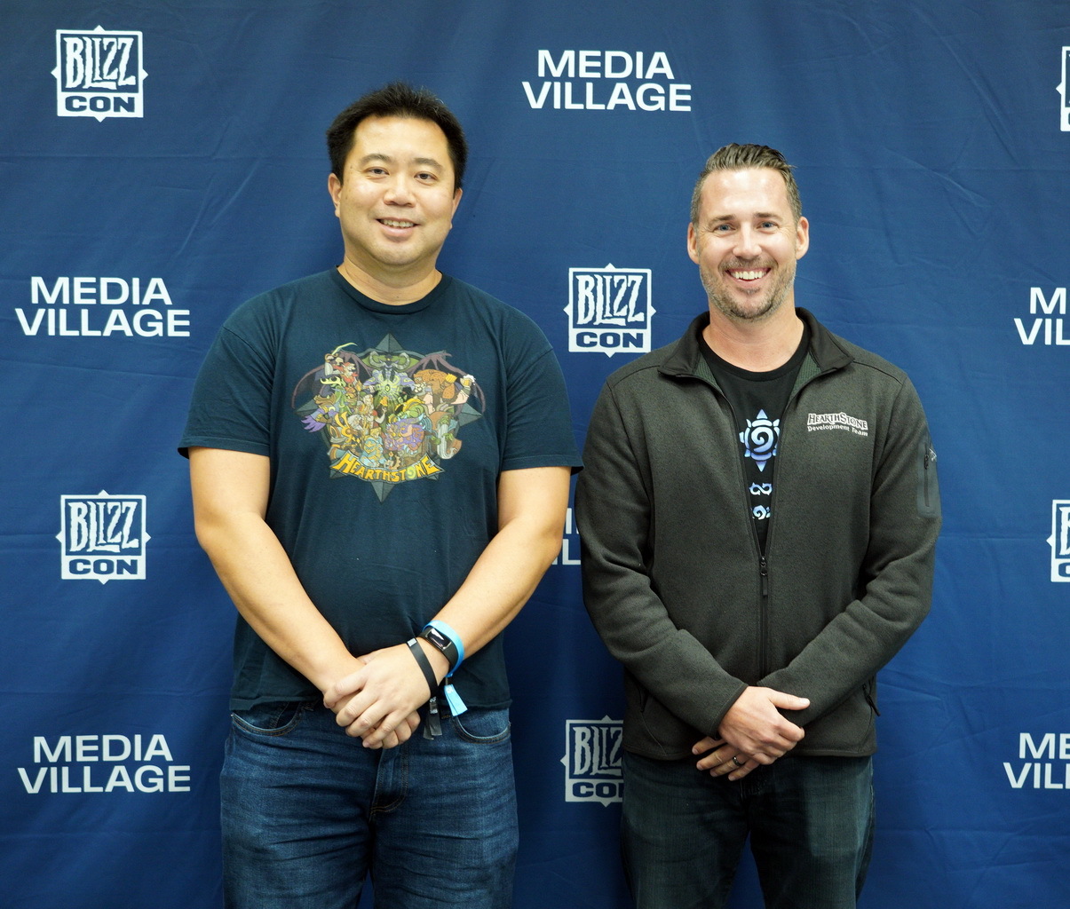 《爐石戰記》資深遊戲製作人 Eric Larson、資深遊戲設計師 Stephen Chang 今日在 BlizzCon 現場接受巴哈姆特 GNN 等台灣、香港媒體訪問 image