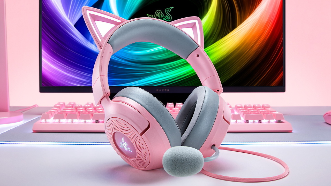 [游戏][资讯][PC]Razer 推出貓耳造型有線 RGB 耳機 Kraken Kitty V3　搭配心型指向麥克風